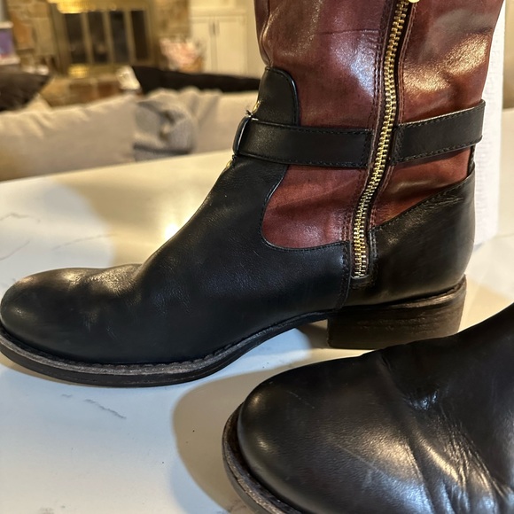 Vince Camuto Leather Riding Boots Two Tine Black Cherry Sz 9B/39 - Picture 12 of 12